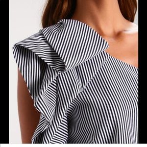Banana Republic Striped One Shoulder Blouse